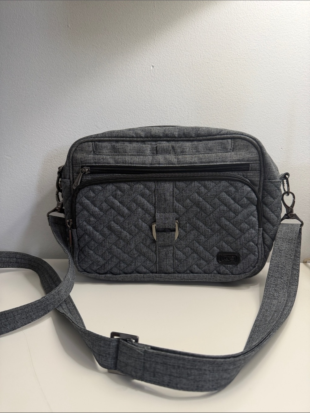lug Quilted Gray Crossbody Bag